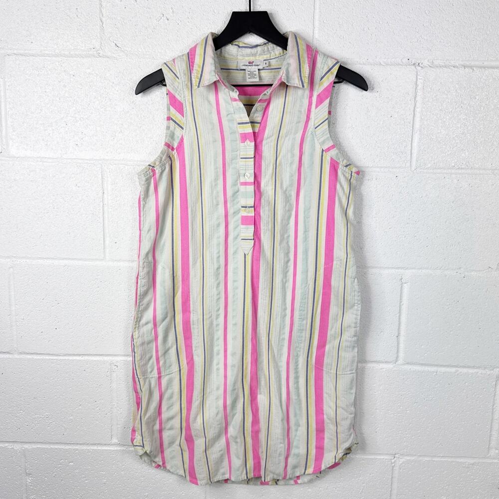 Vineyard Vines Sleeveless Shirtdress Womens Size 6 Pastel Stripe Preppy
